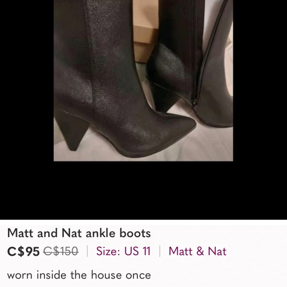 NWOT- worn once Black Matt&Nat ankle boots size 38. - Picture 7 of 7
